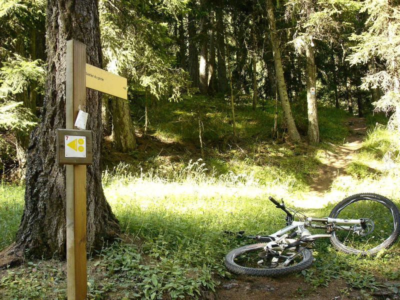 Indication en bas du sentier.
Attention à ne pas confondre, la "piste du garde" est 10m en-dessous.