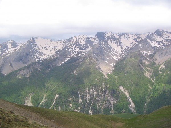 Col de Mallemort : Vue depuis le col de Mallemort sur le Mercantour, superbe étagement de végétation !