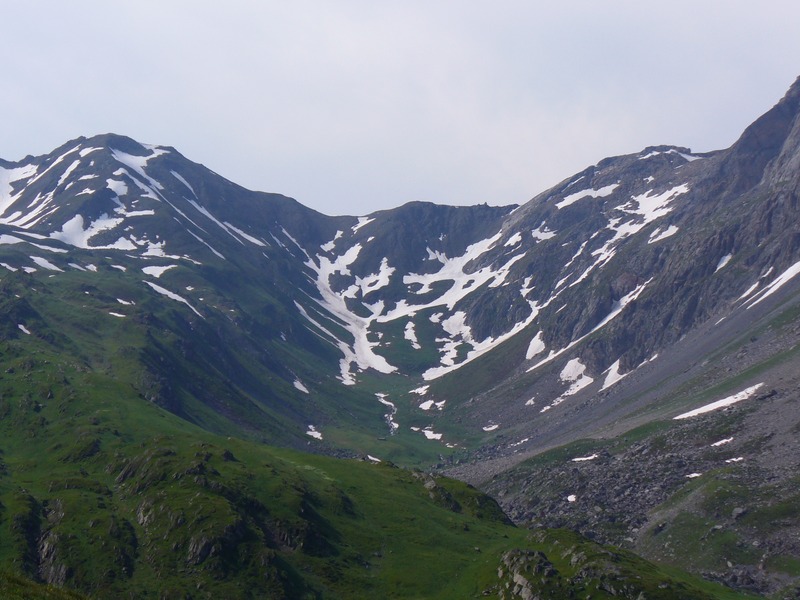 Piste Montée : Aperçu des névés sous le col de la Ponsonnière