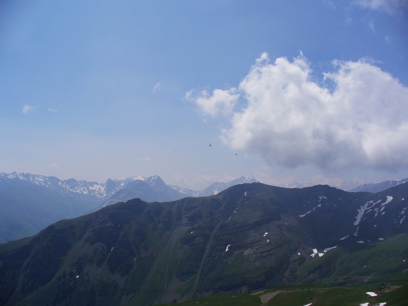 Col de Charroute : Ballet de Vautours devant Les Sallanches