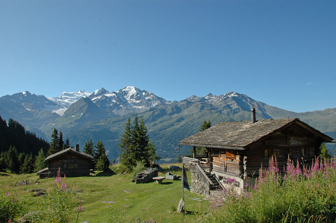 Val de Bagnes : Les Shlérondes, vue sur le massif des Combins