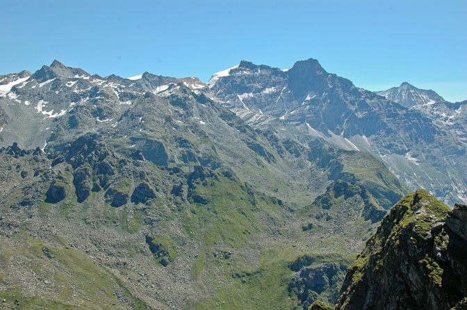 Val de Bagnes : Du col Termin, vue sur Rosablanche, le Parrain