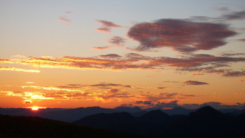 Coucher de soleil depuis le bivouac du J3