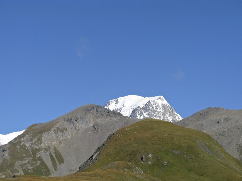 Col de Pointe Rouge : Montée au col de Pointe Rouge avec le Mt Blanc en arrière-plan