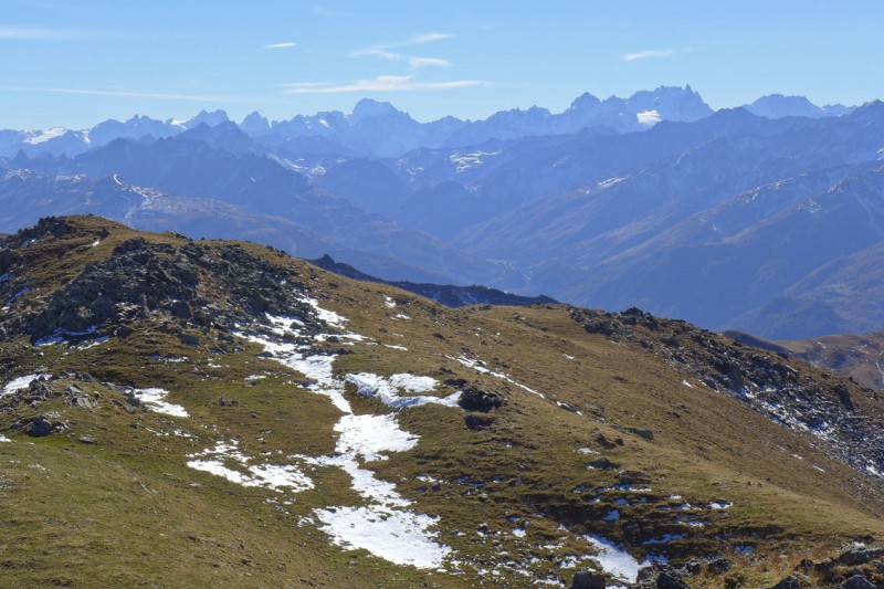 Pointe de la Gratte : Du sommet vue sur le massif des ecrins