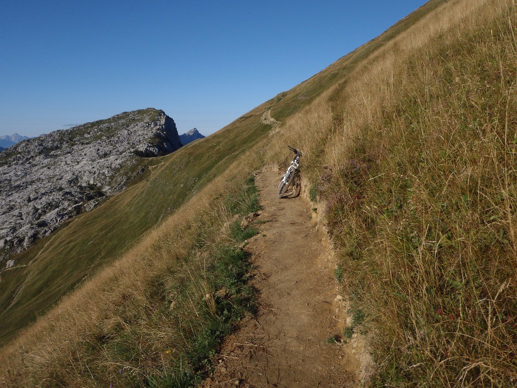 #3 Sentier Aiguille Verte > Chalets de Lessy : vue sur le Roc des Tours. Sur le sentier des petits passages (NR). Sentier Aiguille Verte > Chalets de Lessy : vue sur le Roc des Tours. Sur le sentier des petits passages (NR).
