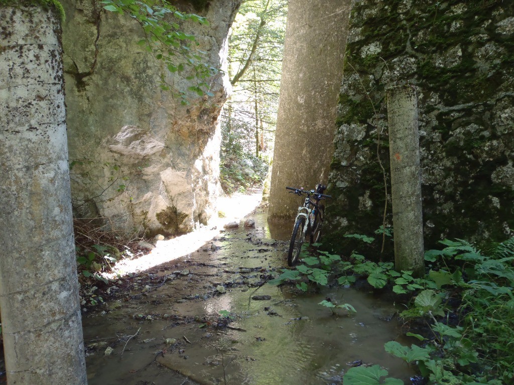 #12 Prise d Prise d'eau du Foron. Des travaux d'entretien sont en cours. Le chemin des Chartreux est un peu démonté, mais cela passe.