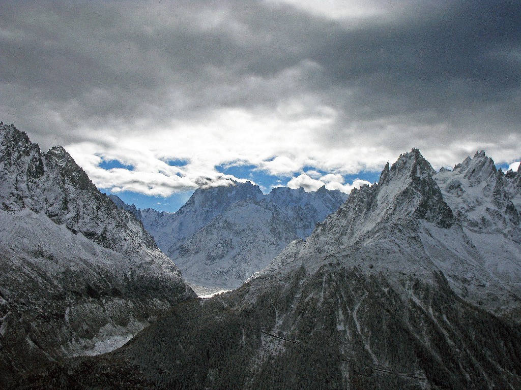 Aiguille du Moine, grandes Jorasses, mer de Glace