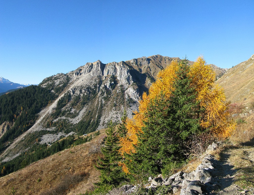 Montée au crêt de la Messe, vue sur la Roche de Janatan