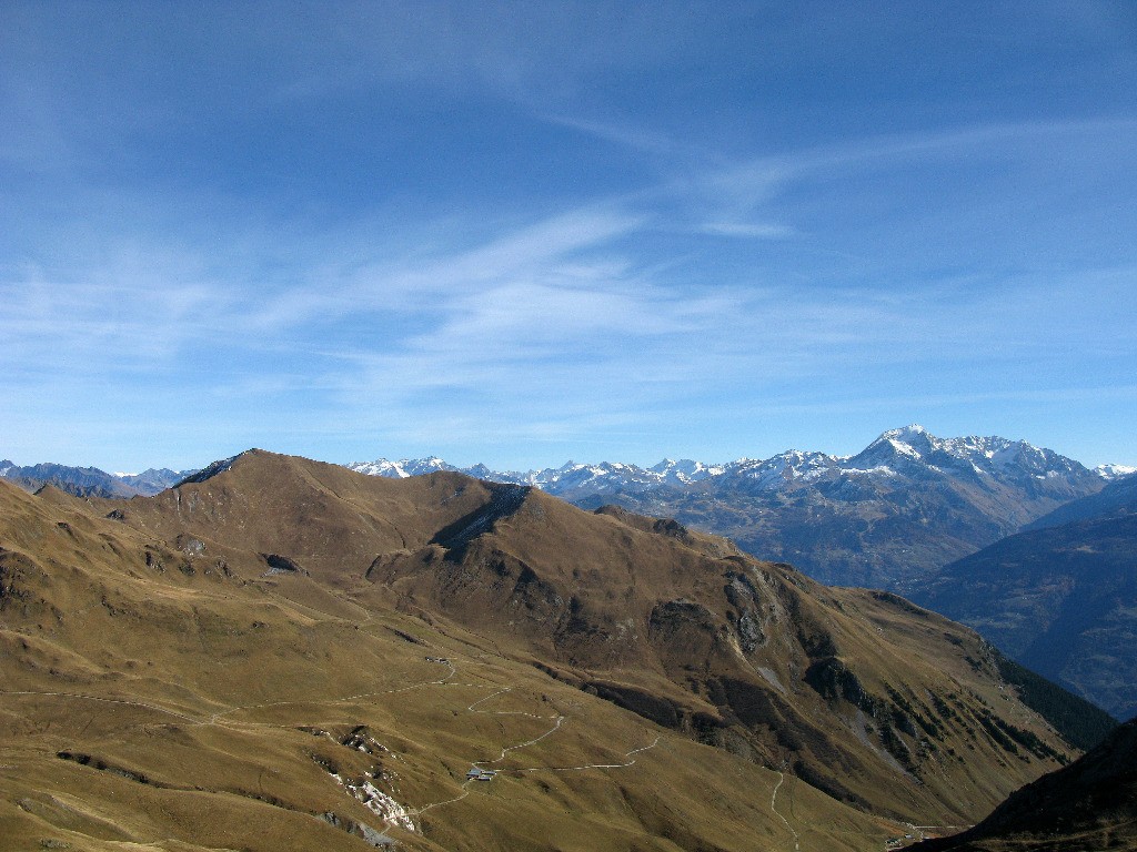 Vue sur Combe Bénite, Le Boulisoir et au fonf le Pourri et la chaine frontière avec l'Italie