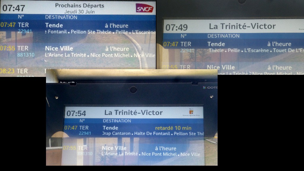 Ponctualité et qualité d'information légendaire de la SNCF sur la Côte d'Azur !