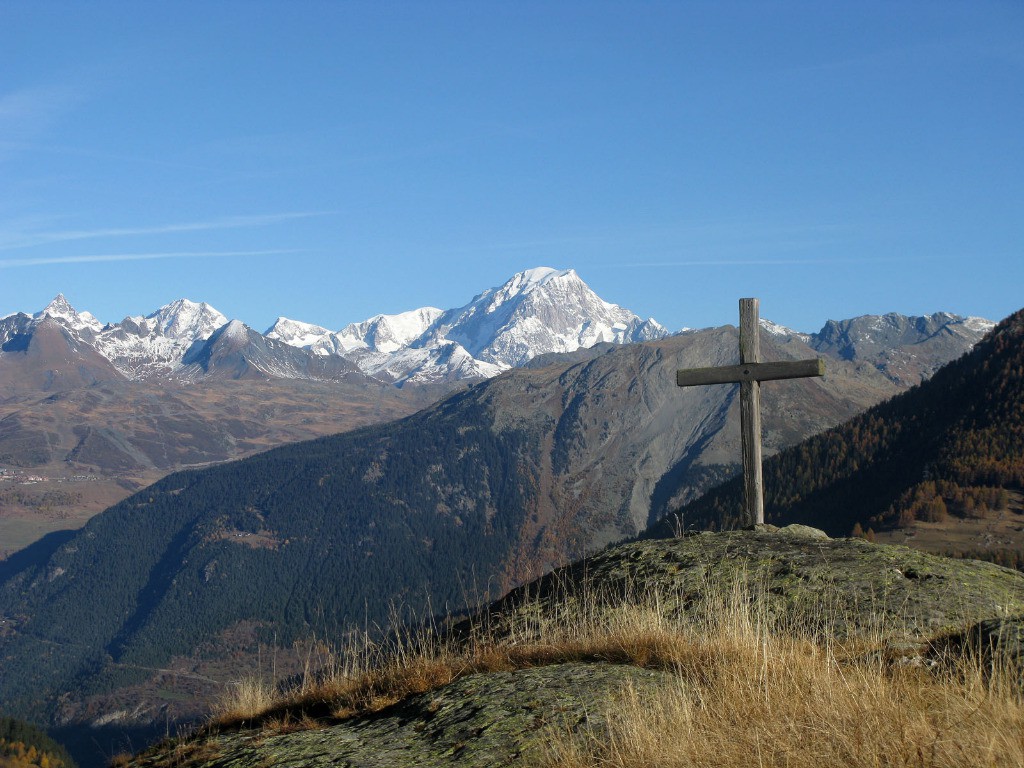 Ruines du Crêt, vue sur le Mt Blanc