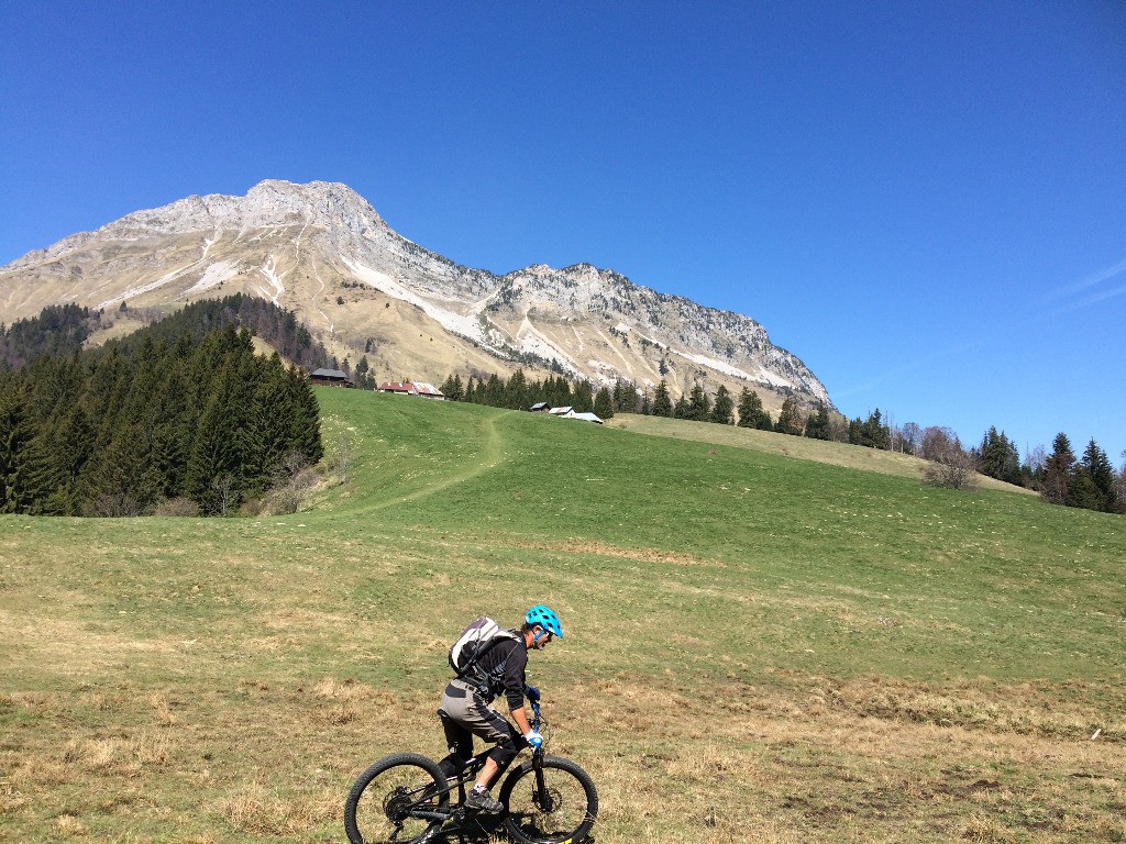 Sous le Mt Colombier et les chalets de la Fullie