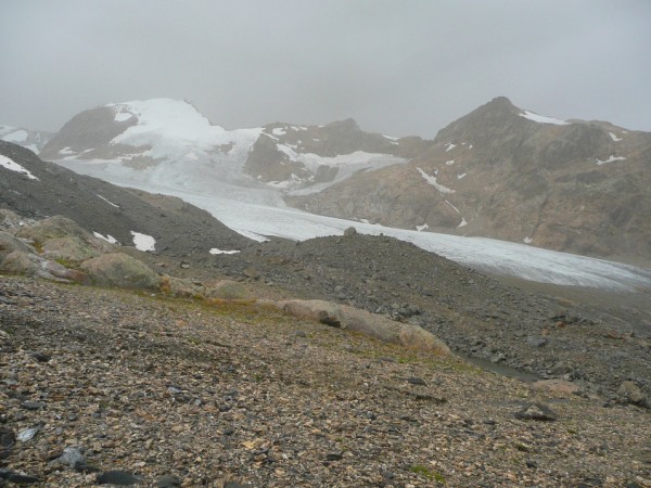 Cime de la valette : Au début du portage vers la Cime de la Valette: le glacier de St Sorlin qu'on vient de traverser.