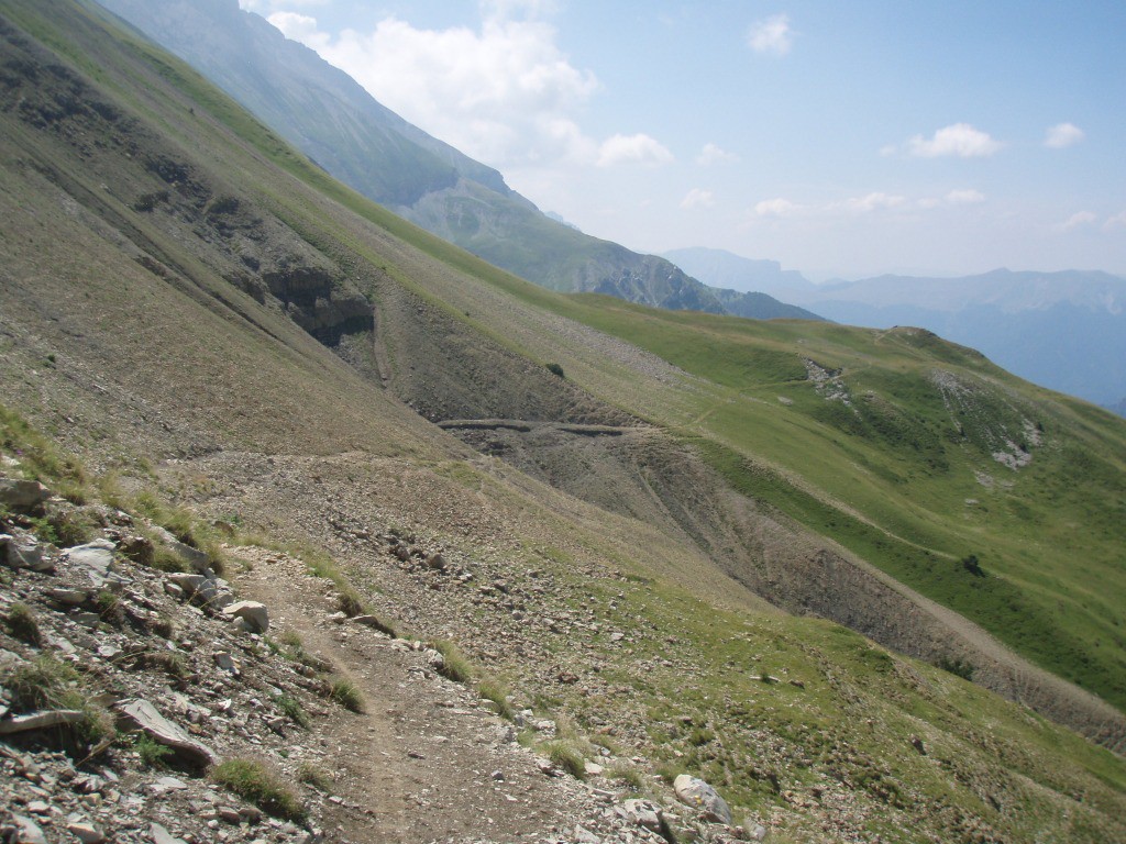 La traversée de départ depuis le Col de l'Aiguille