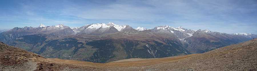 #10 Breithorn : Vue sur le versant valaisan de l Breithorn : Vue sur le versant valaisan de l'Oberland (Bietschhorn, Nesthorn, Aletschhorn, Mönsch, Finsteraarhorn,...)