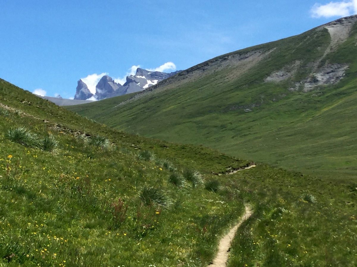 les Aiguilles d'Arve pointent au bout du sentier