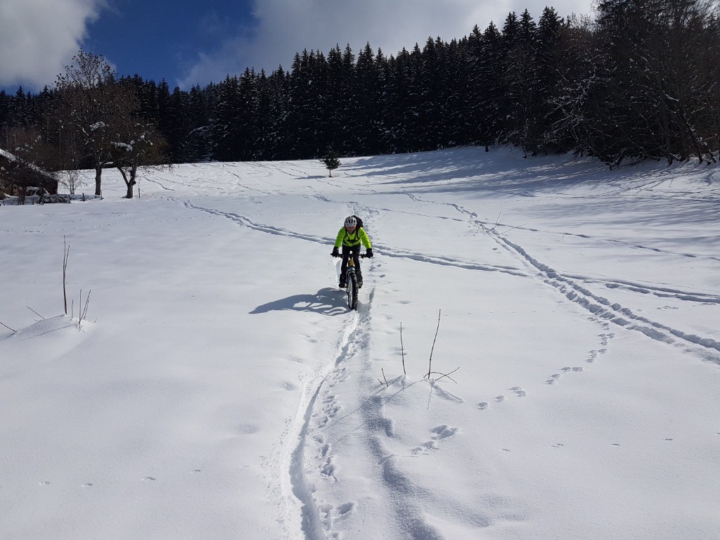 Nous suivons les traces des skieurs.