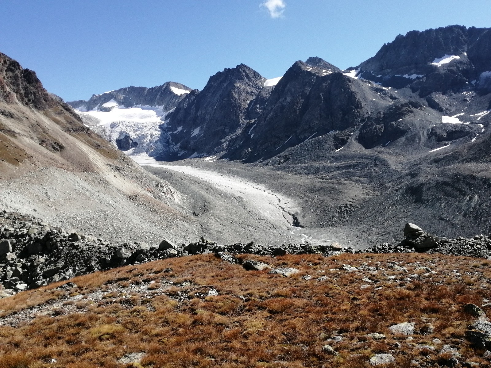 Montée au Col de Lire Rose: glacier d'Otemma.
