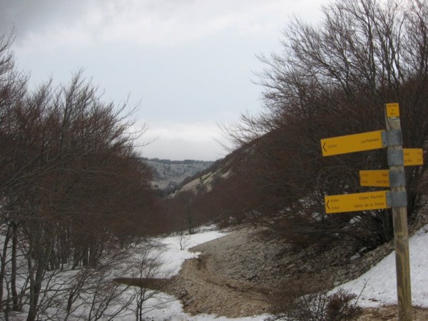 Suite de la Combe Fiole : Fin de la zone vraiment enneigée, fin de la glisse sur neige, début de la glisse sur sentier !