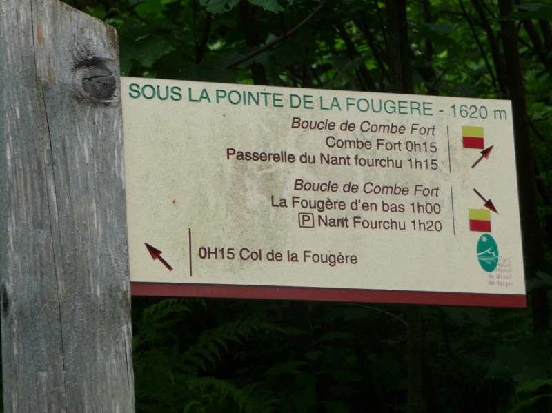 Combe Fort : La bifurquation pour le col de la Fougère, peu avant le sommet de la boucle !