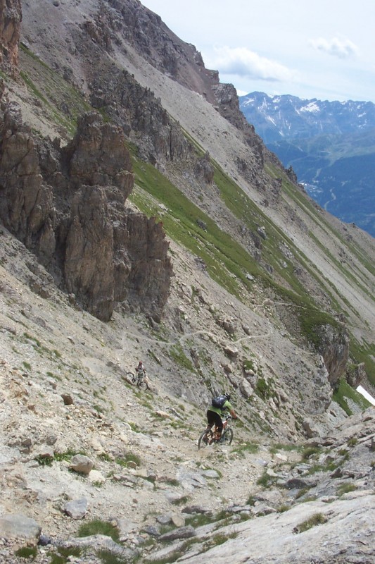 Départ du col de Vallouise : Attention à ne pas s'en mettre une ici ! L'expo est à son maximum