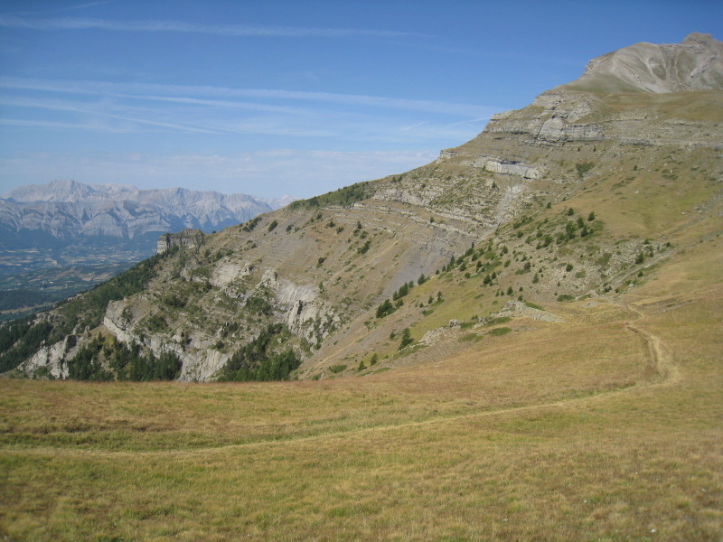 Col du Palastre : Début de la descente dans la pelouse alpine.