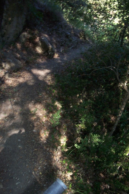 Vallon de Basséra : 20 mètres plus bas, il y a le canyon. Là le sentier est large, mais parfois c'est vraiment juste !!! Il faut être très prudent !