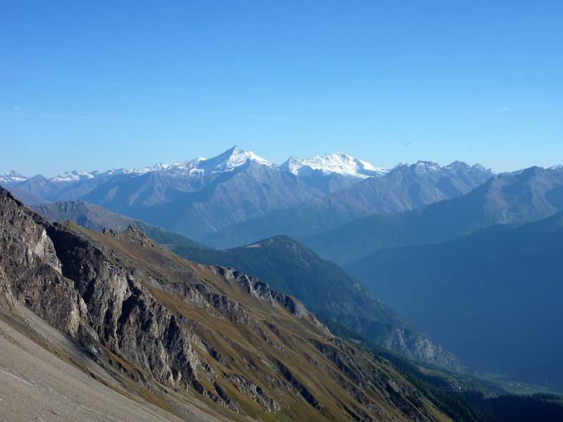 Grand Paradis : Grivola et Grd Paradis depuis le col du Bataillon d'Aoste