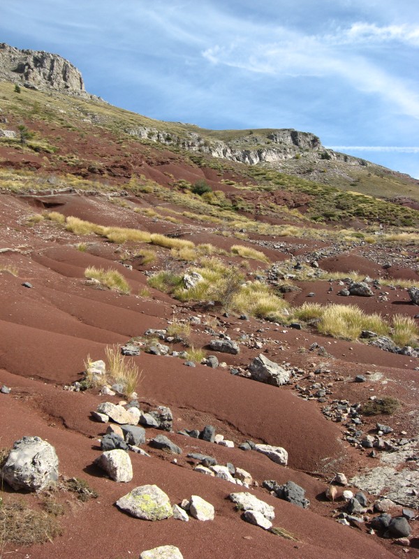 Vers le col du Sui : La terre est si compacte que les empreintes marquent à peine..