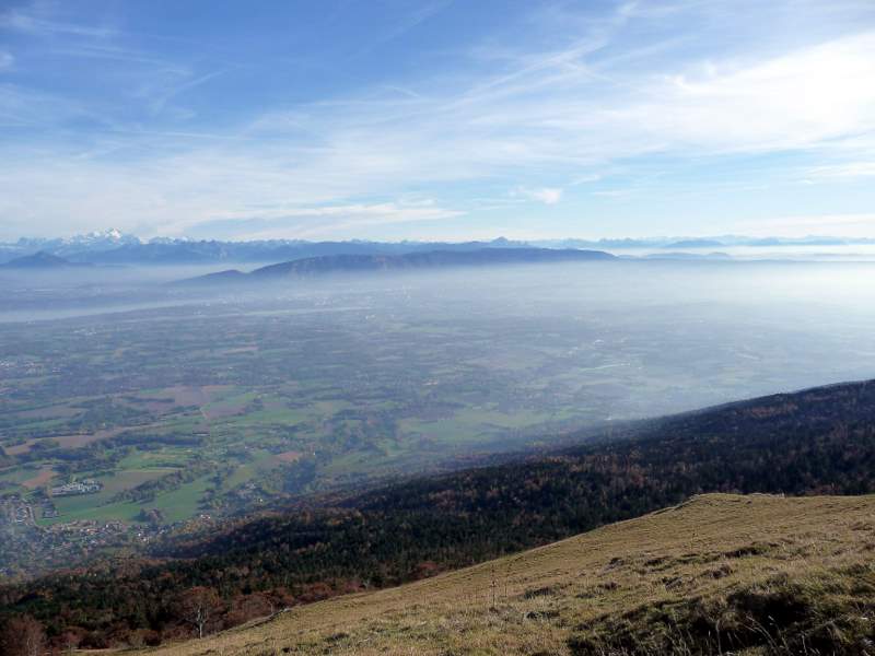 Colomby de Gex : La vue vers le S (Mt Blanc, Grde Casse, Aig. d'Arves, Meije)