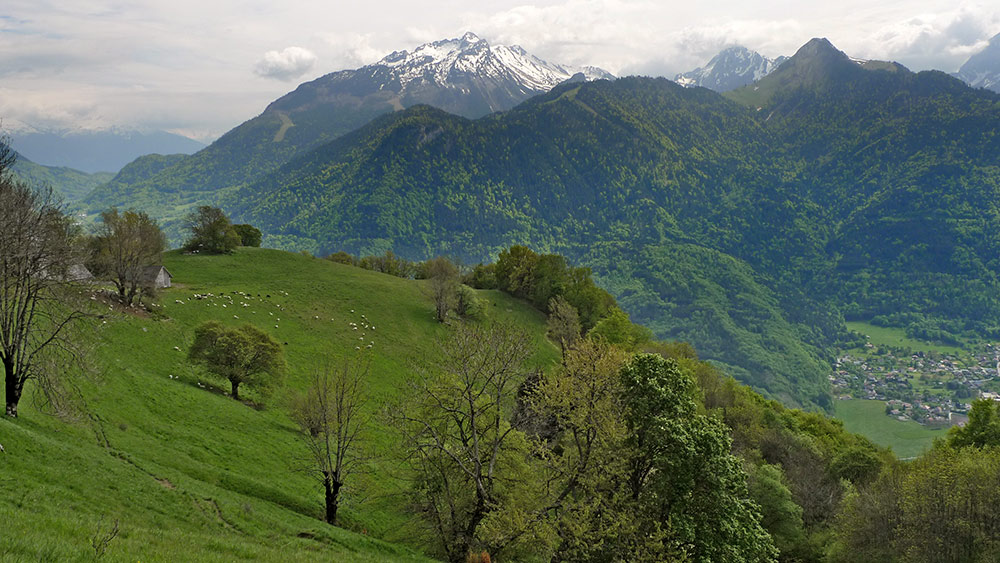 #1 Sambuy, Arcalod et Velan : Vu du Chenay, avant la descente sur Faverges Sambuy, Arcalod et Velan : Vu du Chenay, avant la descente sur Faverges