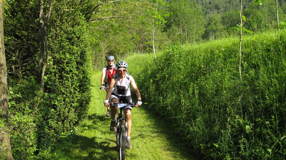 Piste sous le premier ravito : gazonnée et tondue !!