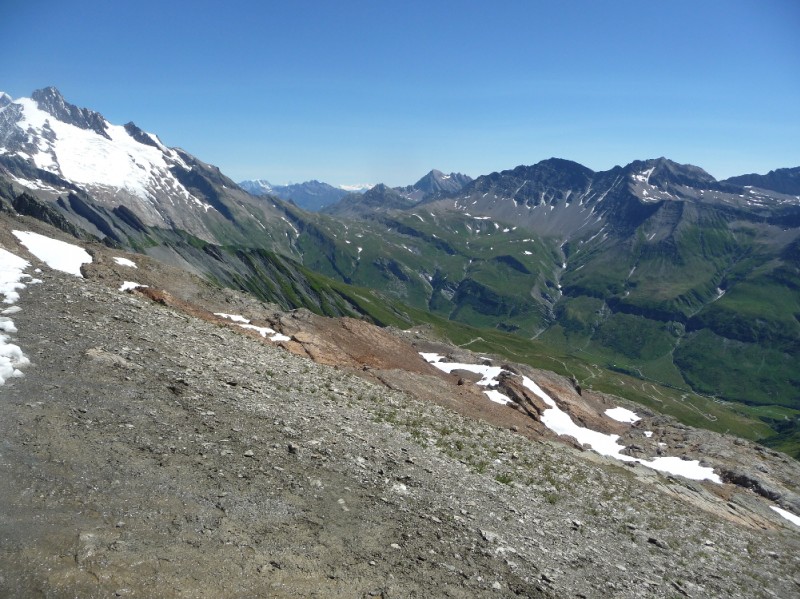 Tête N des Fours : Y a pire comme vue au sommet ! Aiguille des Glaciers, col de la Seigne, de Chavannes, Pte de Léchaud, cervin et massif Mt Rose au fond.