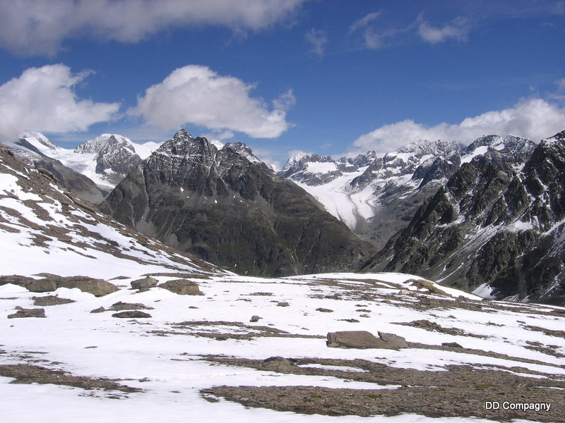 Mont Avril : Arrêt de la progression sur ce replat à 3100m sous le Mont Avril (cueillette obligatoire)