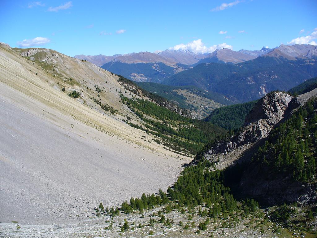 Descente : Panorama vers Brunissard