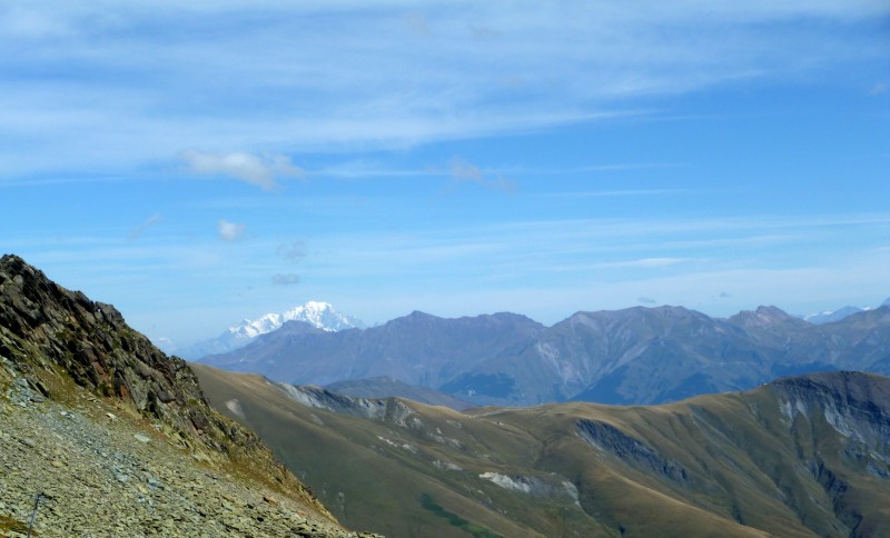 En montant au col Nord : joli vue sur le Mont-Blanc