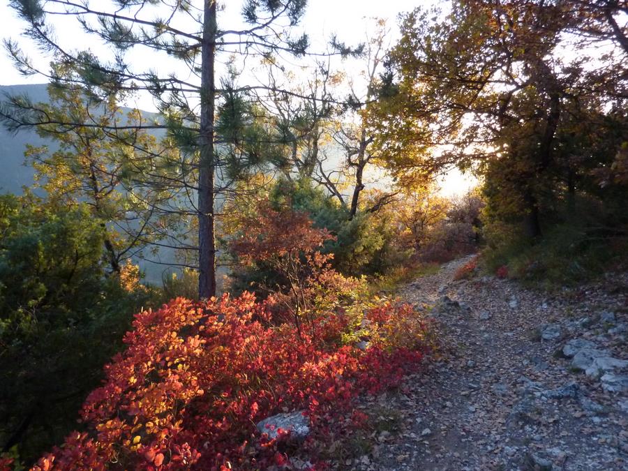 GR 510 : Direction Puget Théniers, avec les derniers rayons de soleil