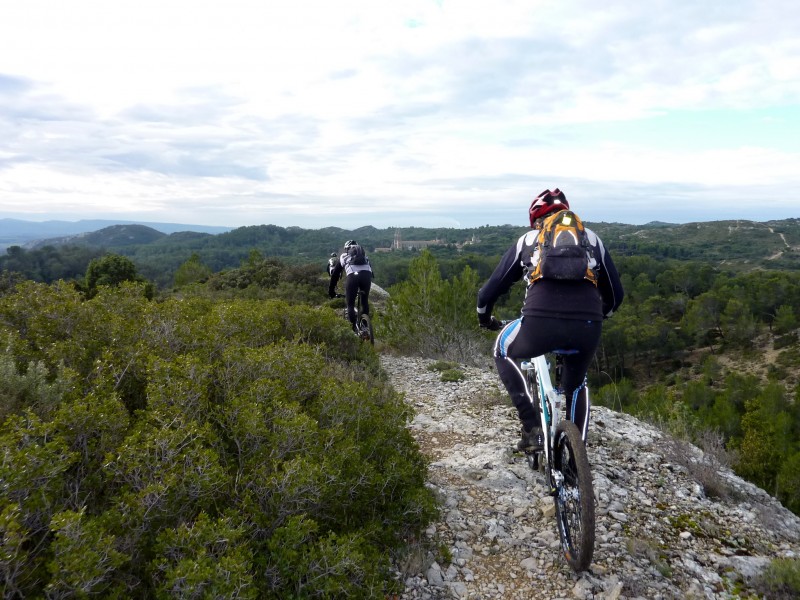 #2 En file indienne : avec l En file indienne : avec l'Abbaye de Frigolet et les Alpilles en arrière plan