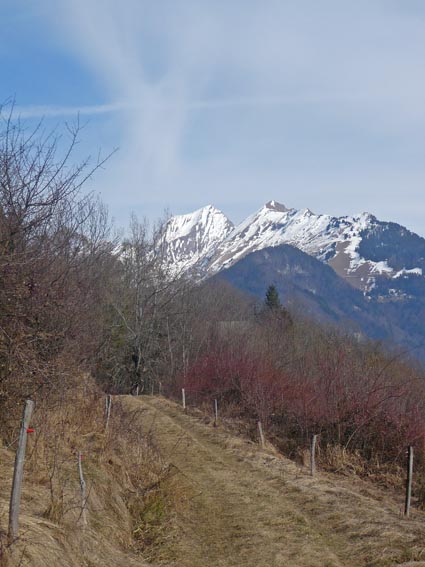 #1 Montée au col de l Montée au col de l'épine : Piste avant le Côte de Marles, vue sur le Charvin et les aiguilles du Mont.