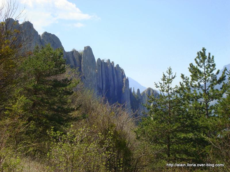 Saint Benoît : Les Rochers des Blaches vue depuis le single de Bramevache