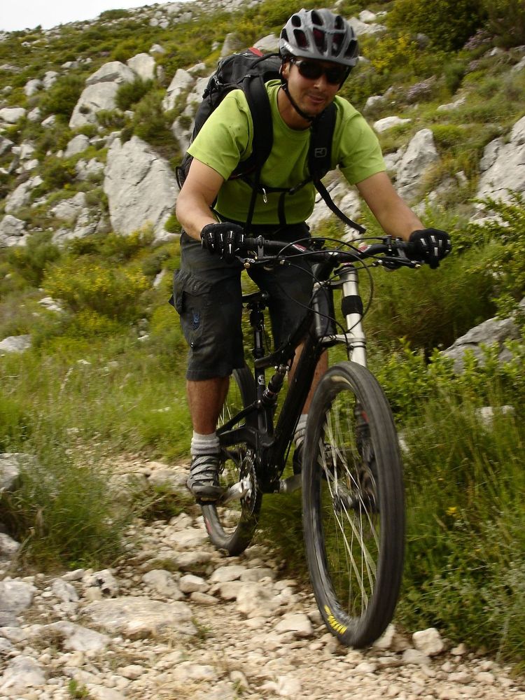 Descente sur Coursegoules : Niak avale les marches