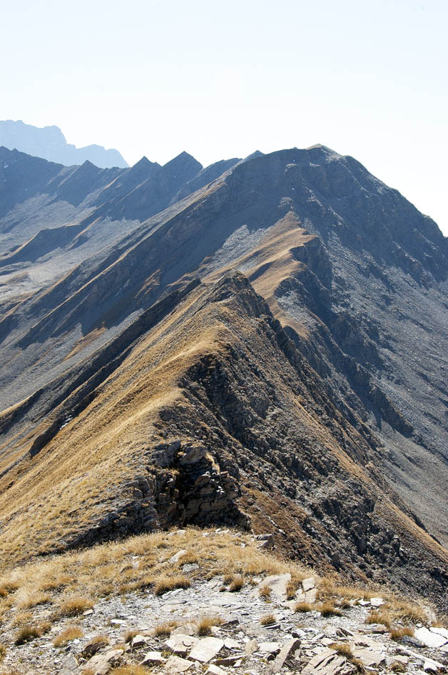 Pointe de la Belle Combe : Du sommet, vue sur l'arête venant du col Chearfière