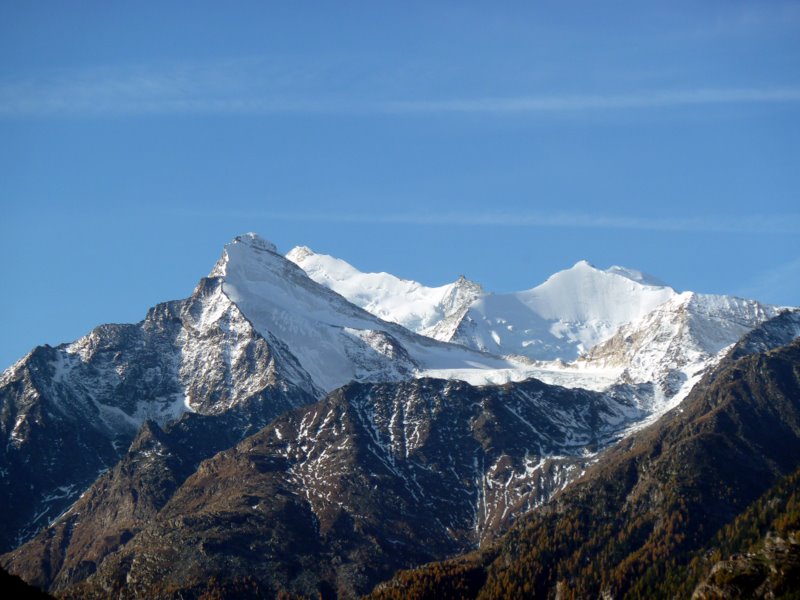 #1 Weisshorn : Triptyque Brunegghorn, Weisshorn, Bishorn depuis Stalden Weisshorn : Triptyque Brunegghorn, Weisshorn, Bishorn depuis Stalden