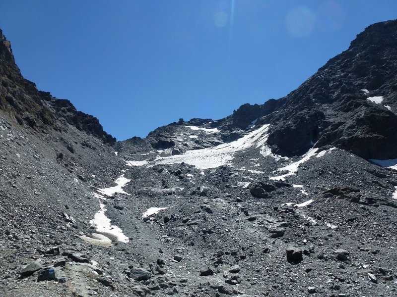 Col de la Chaux versant W : Le portage (pas terrible) commence