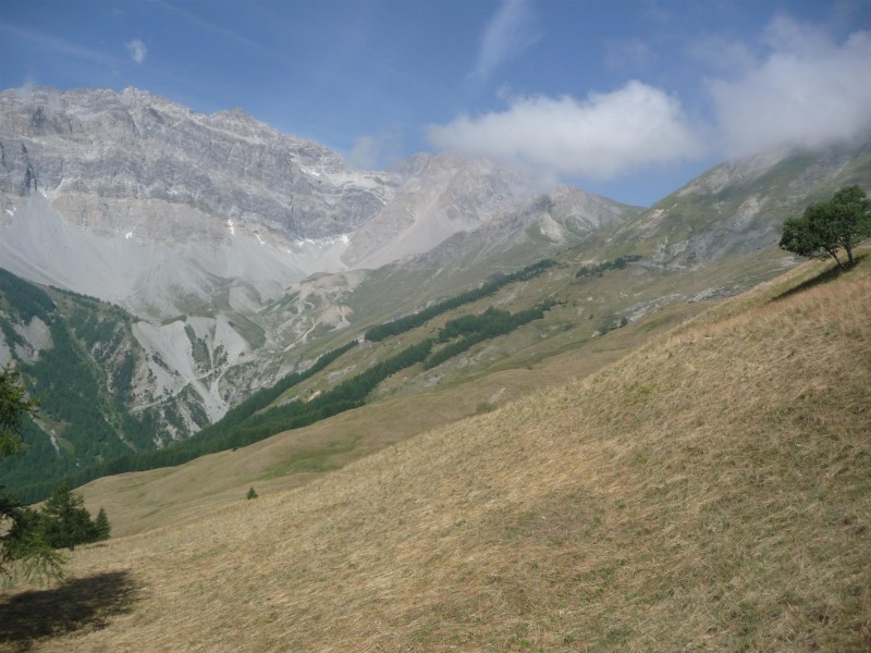 #17 Mont Thabor : On aperçoit au loin la piste militaire en balcon, et rive droite le sentier à ne pas prendre... Mont Thabor : On aperçoit au loin la piste militaire en balcon, et rive droite le sentier à ne pas prendre...