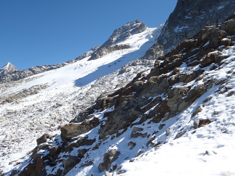 Les Grands Montets : Glacier de la Pendant en premier plan.