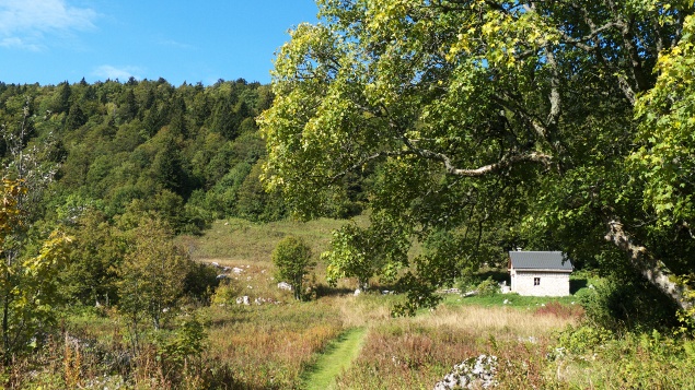 Cabane de Nave, peu après le départ. Prendre à gauche et puis pousser...