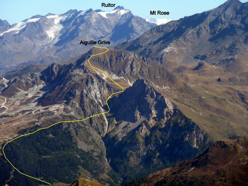 Itinéraire de descente de l'Aiguille Grive