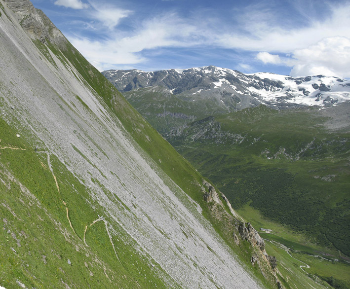 Descente du col rouge, partie médiane